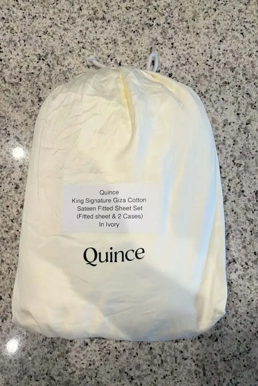 Quince King Signature Giza Cotton Sateen Fitted Sheet Set in Ivory
